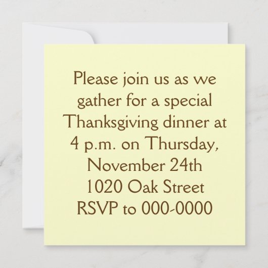 Thanksgiving eikenbladeren en eikenrosette kaart (Achterkant)