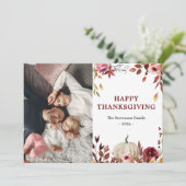 Thanksgiving élégant citrouille carte photo (Debout devant)