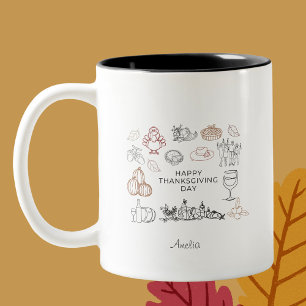 Thanksgiving Elegant Minimalist Tweekleurige Koffiemok