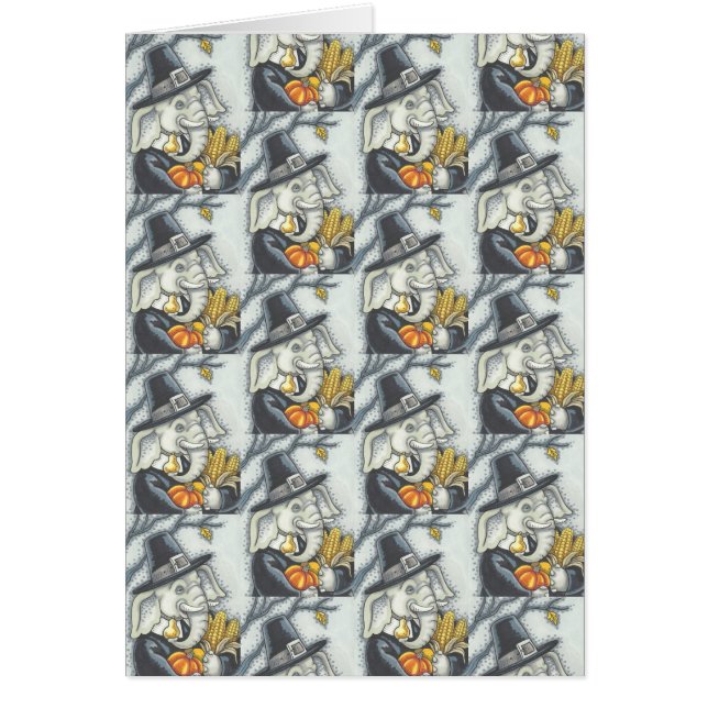 THANKSGIVING ELEPHANT, PILGRIM WENSKAART blanco (Voorkant)