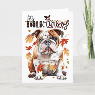 Thanksgiving Engels Bulldog Dog Lets Talk Turkije Feestdagen Kaart