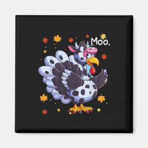 Thanksgiving Fake Turkije Moo Koe Head Funny Herfs Magneet