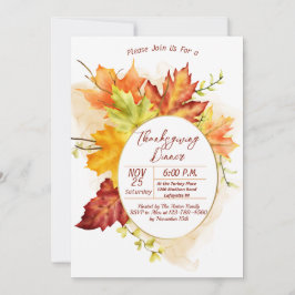 Thanksgiving Fall Leaves Dinner Invitation Kaart