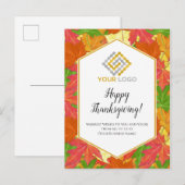 Thanksgiving Fall Leaves Logo Carte postale Affair (Devant / Derrière)
