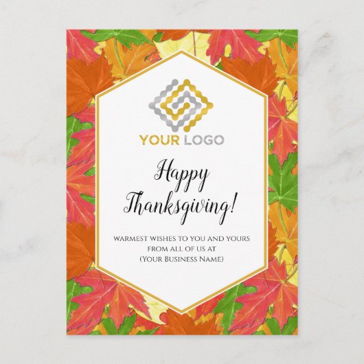 Thanksgiving Fall Leaves Logo Carte postale Affair (Devant)
