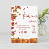 Thanksgiving Fall Leaves Pumpkin Dinner Invitation (Debout devant)