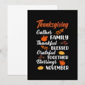 Thanksgiving Familie Samen Kaart (Voorkant / Achterkant)