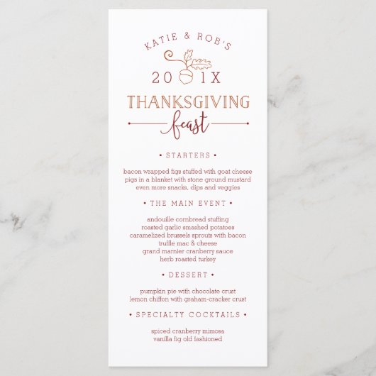 Thanksgiving Feader Custom Dinner Menu (Devant)