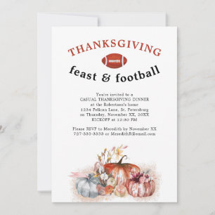 Thanksgiving Feast en Football Dinner Party Kaart
