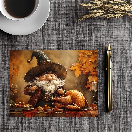 Thanksgiving Feast Gnome Feestdagenkaart