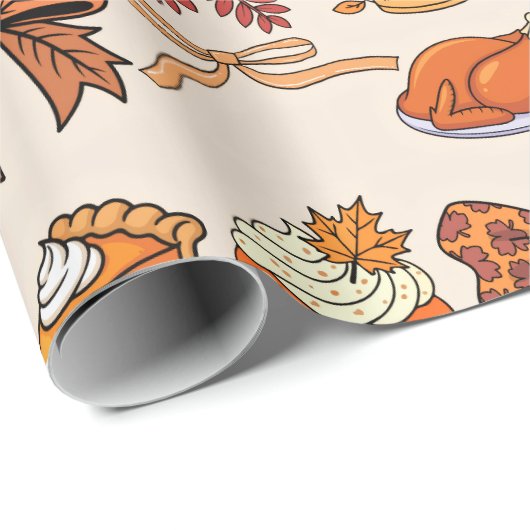 Thanksgiving Feast Themed Cadeaupapier (Rol Hoek)