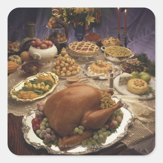 Thanksgiving feast vierkante sticker (Voorkant)