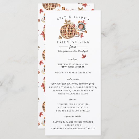 Thanksgiving Feed Watercolor Dinner Menu (Devant / Derrière)