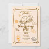 Thanksgiving Feest Rustieke Herfst Diner Kaart (Voorkant)