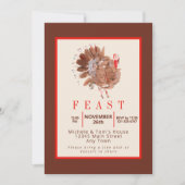 Thanksgiving Feest Waterverf Turkije Kaart (Voorkant)