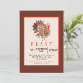 Thanksgiving Feest Waterverf Turkije Kaart (Staand voorkant)