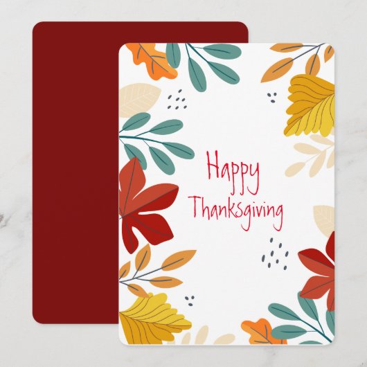 Thanksgiving Feestdagenkaart (Voorkant / Achterkant)