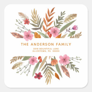 THANKSGIVING FEESTELIJKE HERFST GEBLADERTE RETOURA VIERKANTE STICKER