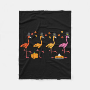 Thanksgiving Flamingo's Grappige Herfst Herfst Vog Fleece Deken