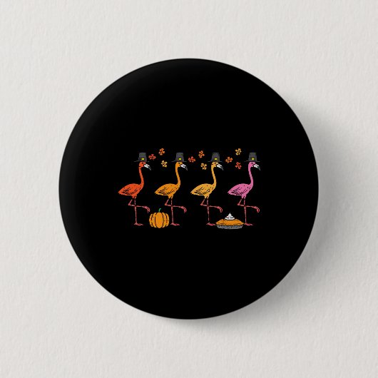 Thanksgiving Flamingo's Grappige Herfst Herfst Vog Ronde Button 5,7 Cm (Voorkant)