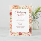 Thanksgiving Floral-dineruitnodiging Kaart (Staand voorkant)