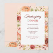 Thanksgiving Floral-dineruitnodiging Kaart (Voorkant / Achterkant)