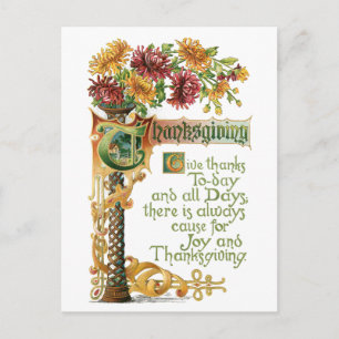 Thanksgiving Floral met Verse Feestdagenkaart