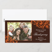 Thanksgiving Flourish wervelt Sinaasappel en bruin Feestdagenkaart (Voorkant / Achterkant)