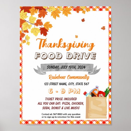 Thanksgiving Food Drive event Flyer Poster (Voorkant)