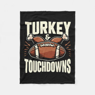 Thanksgiving Football Turkije en Touchdowns Voetba Fleece Deken