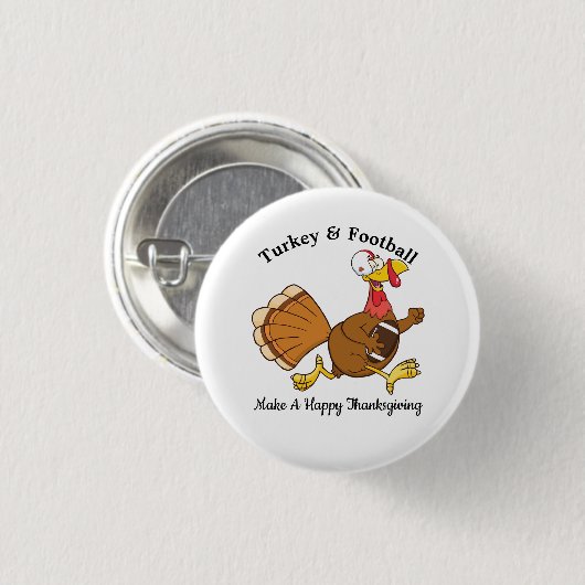 Thanksgiving Football Turkije Ronde Button 3,2 Cm (Voorkant /achterkant)