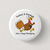 Thanksgiving Football Turkije Ronde Button 3,2 Cm (Voorkant)
