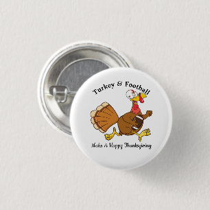 Thanksgiving Football Turkije Ronde Button 3,2 Cm