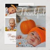 Thanksgiving Fotocollage Geboorteaankondiging Kaart (Voorkant / Achterkant)