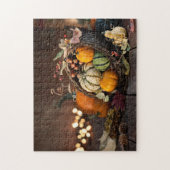 Thanksgiving Fotografie Cornucopia en Pumpkin Ph Legpuzzel (Verticaal)
