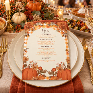 Thanksgiving Friendsgiving Menu Kaart Pompoen