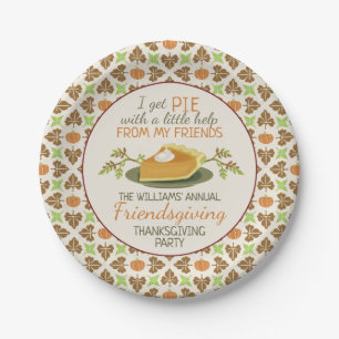 Thanksgiving Friendsgiving Party Pumpkin Pie Funny Papieren Bordje