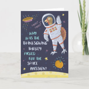 Thanksgiving Funny Astronaut Turkije Joke Space Pu Feestdagen Kaart