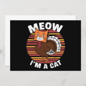 Thanksgiving Funny Turkey Fake Cat Retro Kaart (Voorkant / Achterkant)
