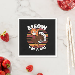 Thanksgiving Funny Turkey Fake Cat Retro Servet