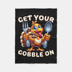 Thanksgiving Funny Turkey Zet je gobbel op Fleece Deken