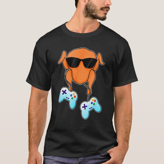 Thanksgiving Gamer Turkije Gaming Controller Kinde T-shirt (Voorkant)