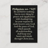 Thanksgiving gebed - Filippenzen 4:6-7 KJV Kaart Visitekaartje (Achterkant)