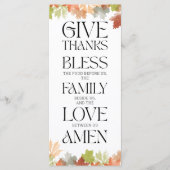 Thanksgiving Gebed Kaart Herfst Bladeren Tafel Dec (Voorkant)
