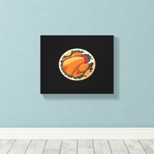 Thanksgiving gebraden Turkije – Feestelijk Feest Canvas Afdruk (Insitu (Houten vloer))