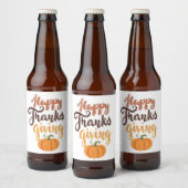 Thanksgiving Geef Bedankt met pompoen Bier Etiket (Flessen)