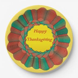 Thanksgiving Geometrische Oranje Groene Gouden Cir Papieren Bordje