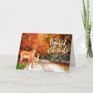Thanksgiving Gezegend en Thankful Autumn Forest Feestdagen Kaart