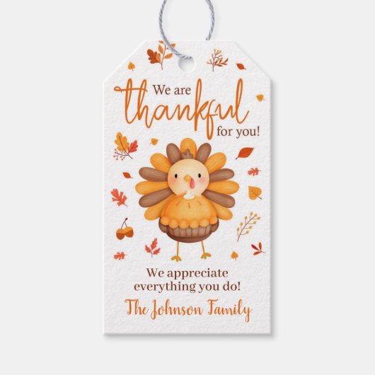 Thanksgiving Gift Labels, wij zijn u dankbaar Cadeaulabel (Voorkant)