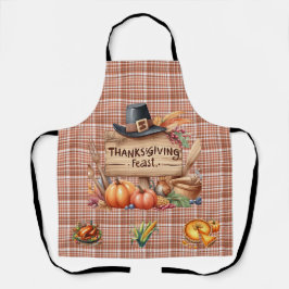 Thanksgiving Gingham All-Over Print Schort